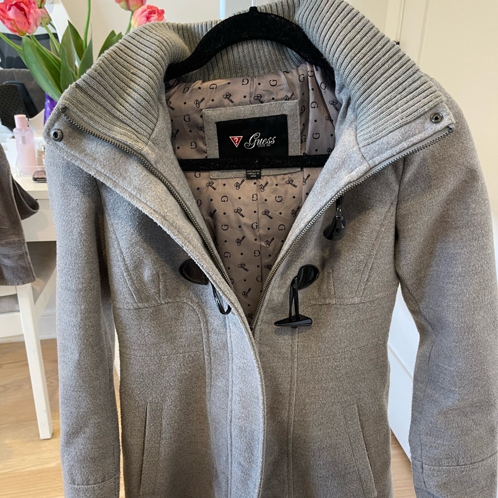 Guess Gray Trench Coat with High Collar
